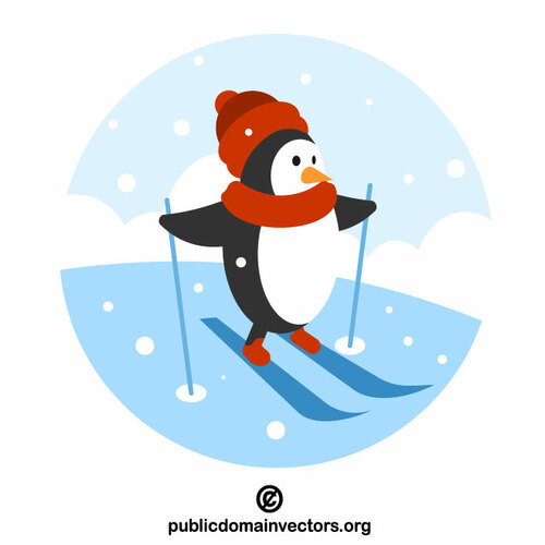 Pinguïn op ski