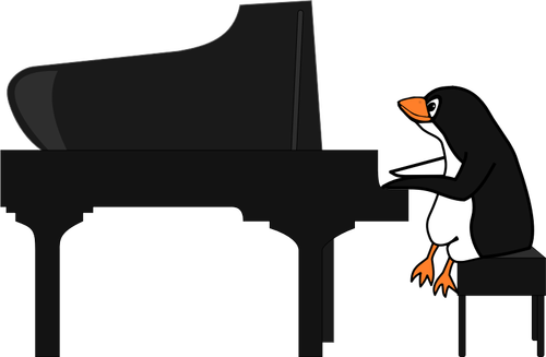 Pingviini soittaa pianoa