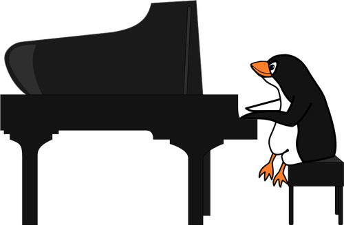 Pingviini soittaa pianoa