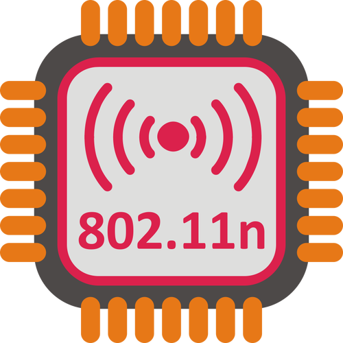 802.11n WiFi chipset stiliserade ikon vektorritning