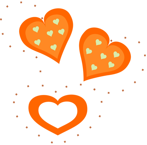 オレンジ色のバレンタインの心のベクトル描画