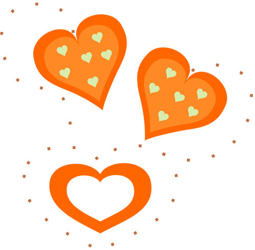 Vector drawing of Valentine orange hearts