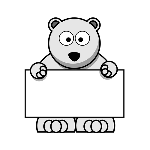 北极熊抱着空白的招牌矢量图形
