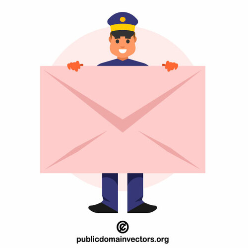 Postman holding a huge envelope