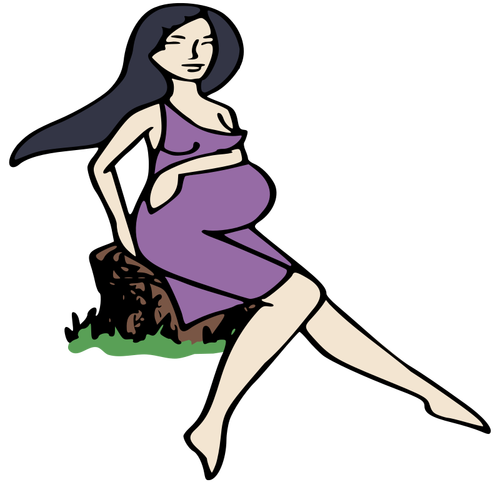 Femme enceinte sur une souche
