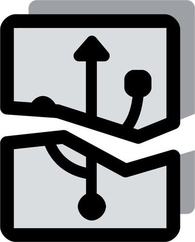 Vektorové grafiky ve stupních šedi, rozbité USB Připojte konektor popisek