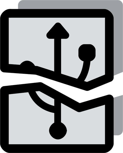 Gráficos vectoriales de escala de grises roto USB enchufe sello conector