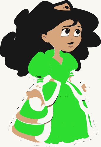 Vector images clipart de la jeune princesse à la robe verte