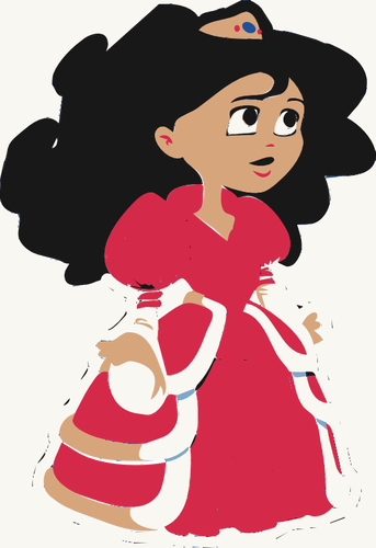 Vector de la imagen de la joven princesa vestido rojo