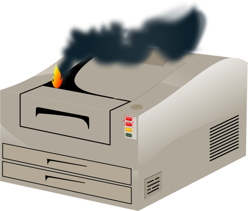 Vector image of laser printer on fire