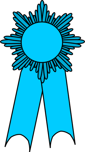Vektor Klipart medaile se světle modrou stužkou