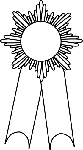 Línea arte vector ilustración de medalla con una cinta blanca