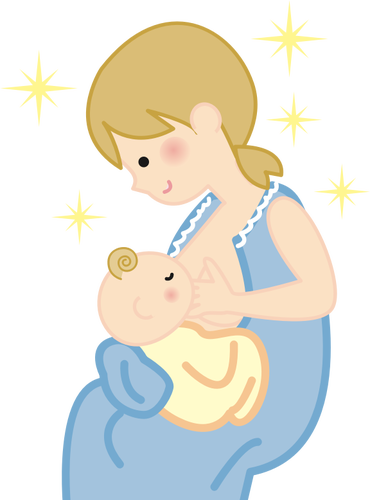 Madre e bambino che allatta