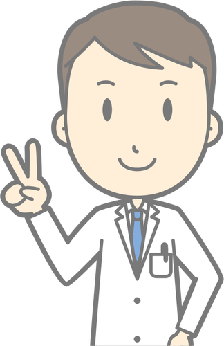 Doctor with peace sign