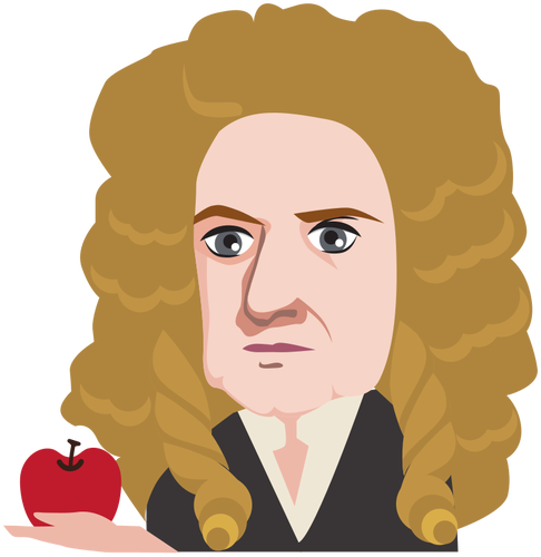 Sir Isaac Newton che tiene una mela