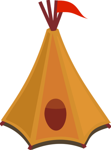 Kreskówka tipi namiot z czerwoną flagę wektor clipart