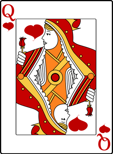 מלכת הלבבות קלף משחק ציור וקטורי