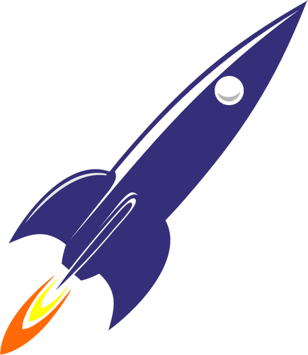 A immagine vettoriale di lancio del razzo retrò anni 