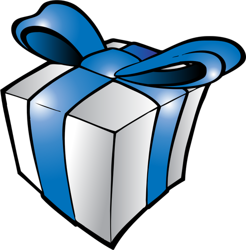 Kerstcadeau met blauw lint vectorillustratie