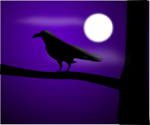 Raven en ilustración vectorial de luna llena