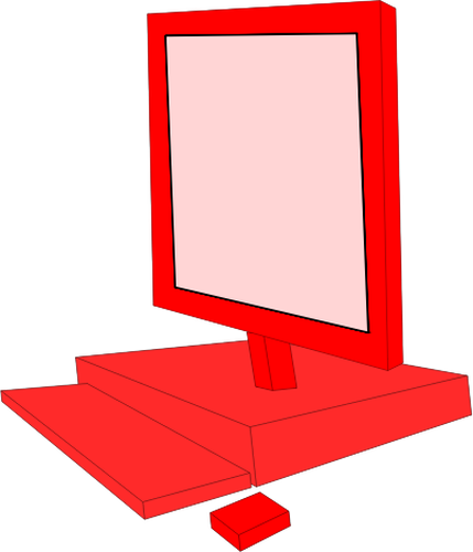 Ordinateur de bureau rouge configuration vector clipart