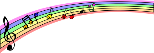 Graphiques vectoriels de notes de musique arc-en-ciel