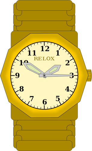 Vector drawing of gold wristwatch