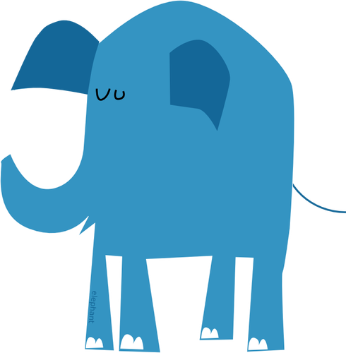 Modrý slon vektorové kreslení