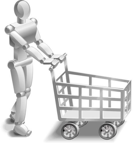 Robot con una imagen de vector carrito compras