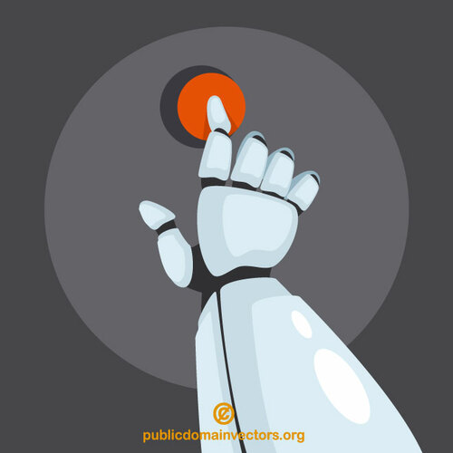 Bouton rouge robotique de main