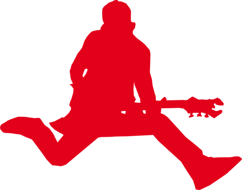 Silhouet van rockster met gitaar vector graphics