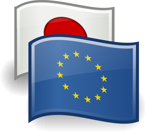 Zeichnung von EU und Japan-flags
