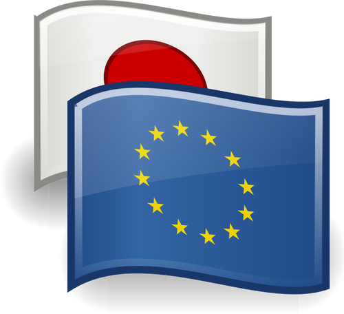 Dessin des drapeaux UE et le Japon