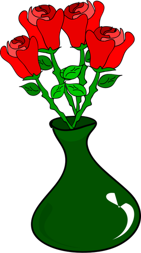 Dibujo de maceta rosas vectorial