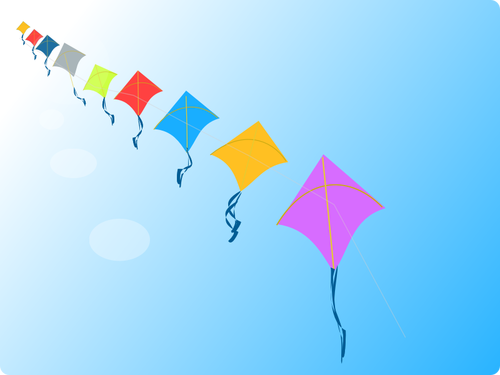 Row of kites vector clip art