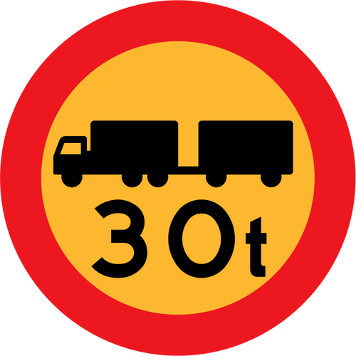 30 ton trucks road sign vector clip art