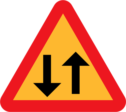 Dos carriles de tráfico de la carretera firman dibujo vectorial