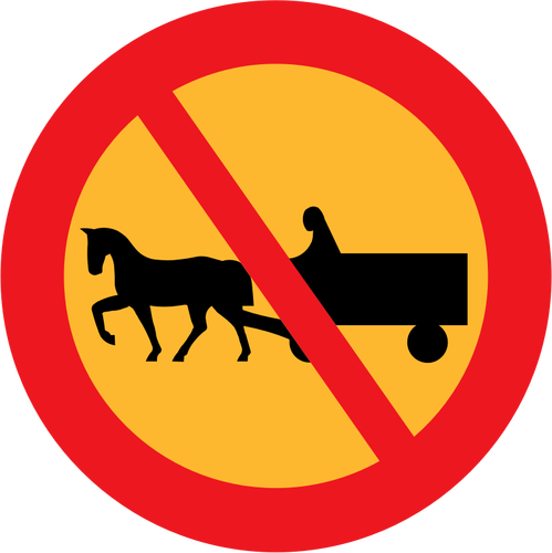 ない馬およびカートの道路標識のベクトル イラスト