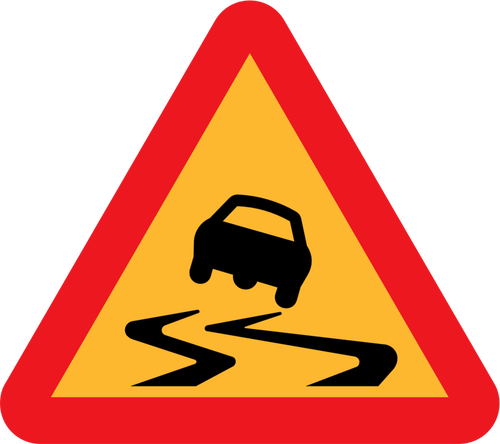 Slippery road traffic symbol vector image