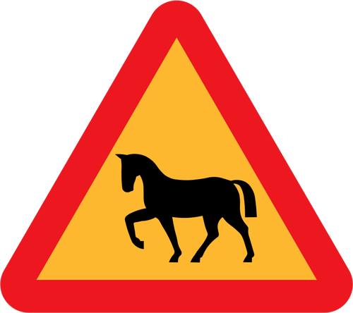 סוס על הכביש תעבורה סימן בתמונה וקטורית