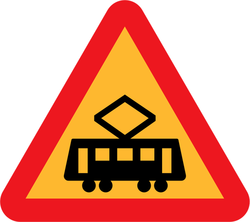 Drumul simbol pentru tramvai traversând grafică vectorială