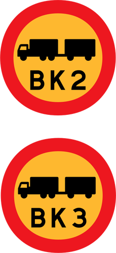 BK2 and BK3 trucks road sign vector image