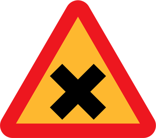Cross road sign vector drawing
