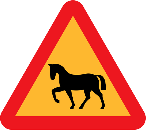 Horse on road vector traffic sign