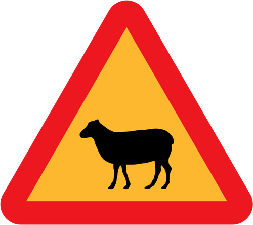 Vector image of sheep traffic sign warning