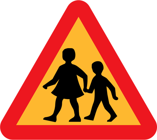 Çocuklar yol geçiş işareti vektör
