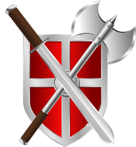 Vektorgrafik Battleaxe, Schwert und Schild