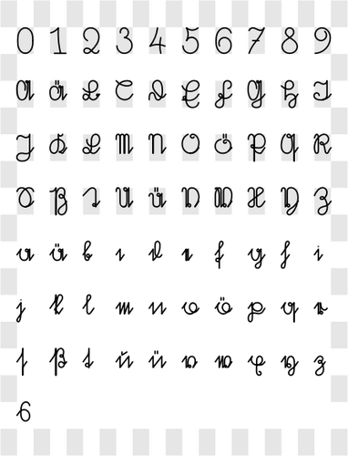 スパイラル数字と文字