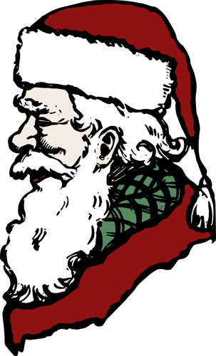 Perfil de lado de Papai Noel em desenho vetorial de cor