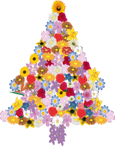 Vector illustration of flower Christmas tree